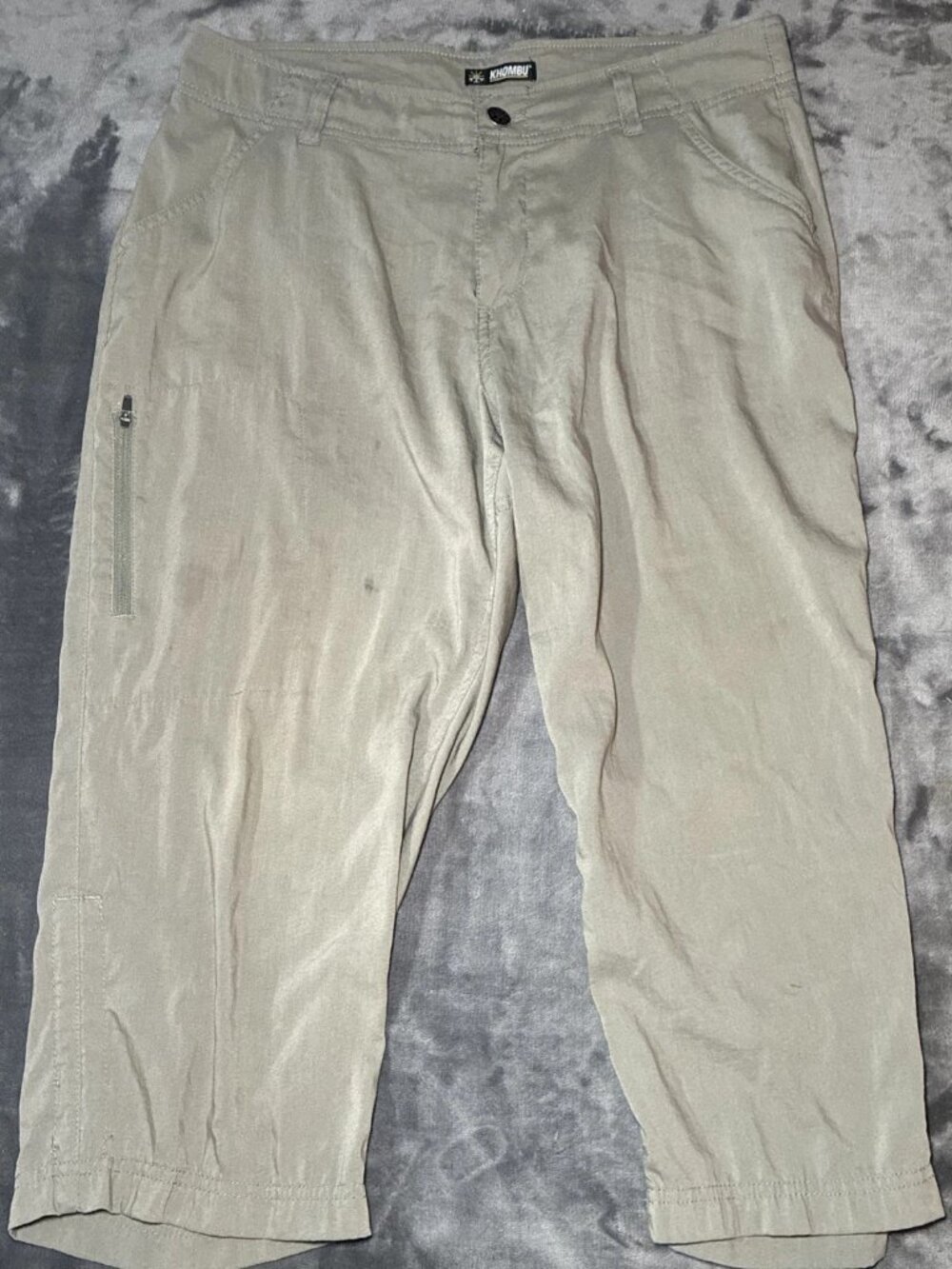 Khombu Capri Pants Womens Size M Olive Lightweight Performance Stretch Mid Rise